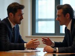 Two people discussing a concept
